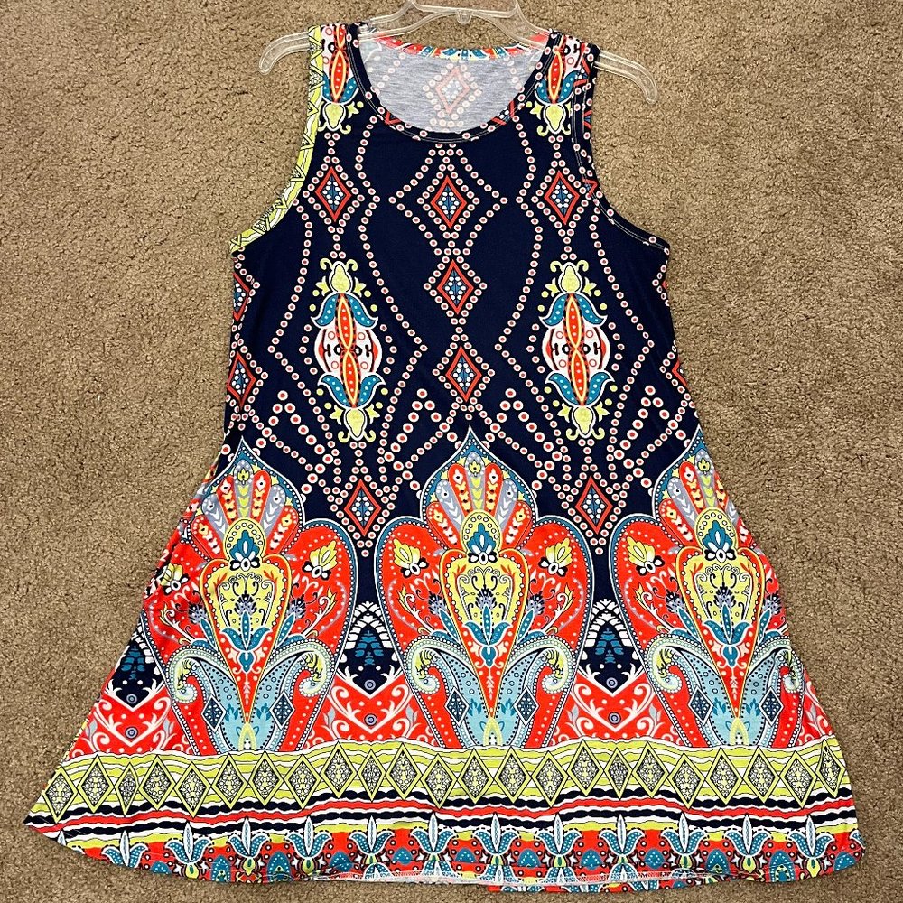 Colorful Patterned Summer Sleeveless Tank Dress ~ With Pockets!
